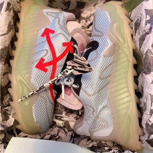 Off-White Blue Mesh Sneakers with Red Arrows